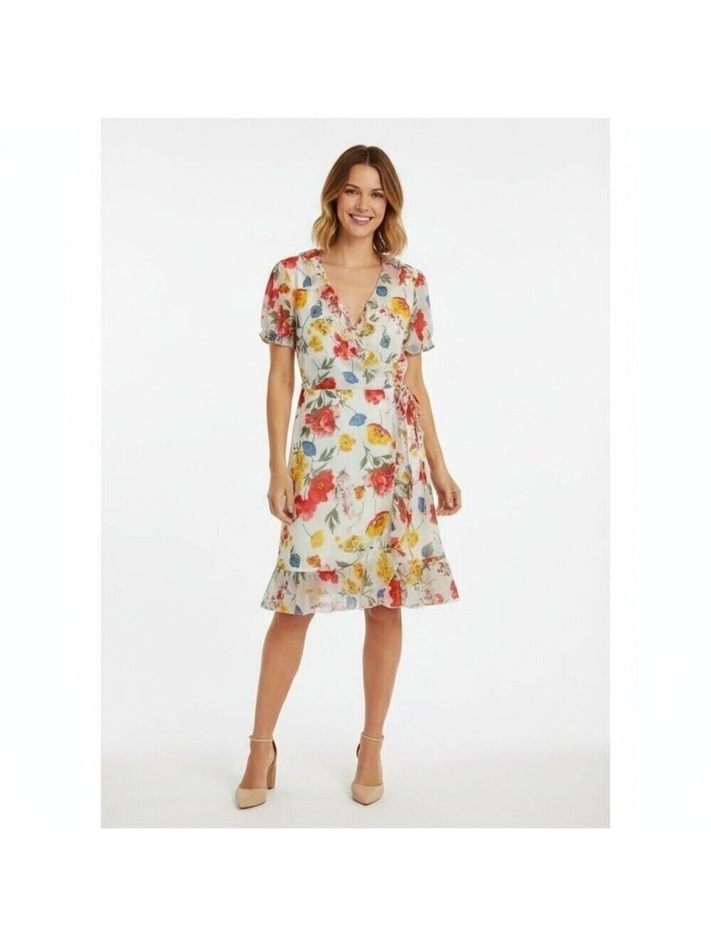 #59 Only – Vibrant Floral Mini Wrap Dress (Size 38 / Fits Like M) 0314